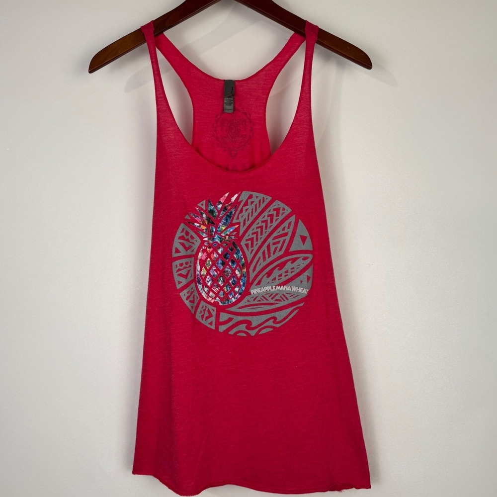 Next Level Maui Brewing Co Tank Top Women L Pink Pineapple Mana Wheat Tri-Blend